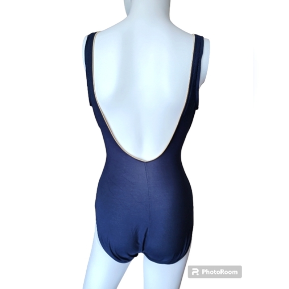 Longitude One Piece Swimsuit Dark Blue & Yellow Swimwear for Women Size S. - Picture 6 of 15